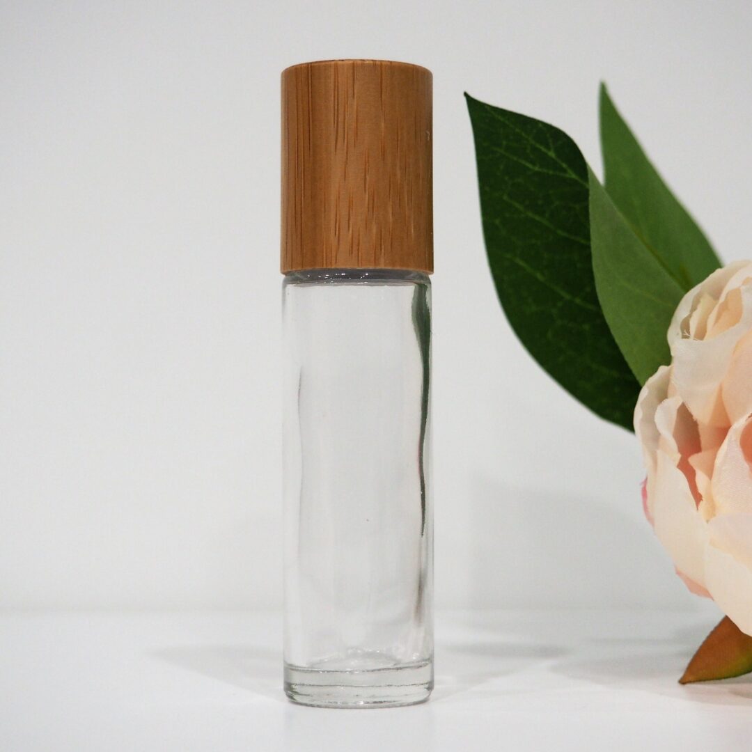 10ml Clear Glass Roller Bottles with Bamboo Lids