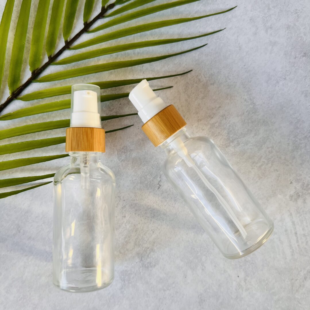 50ml Clear and Bamboo Pump Bottle