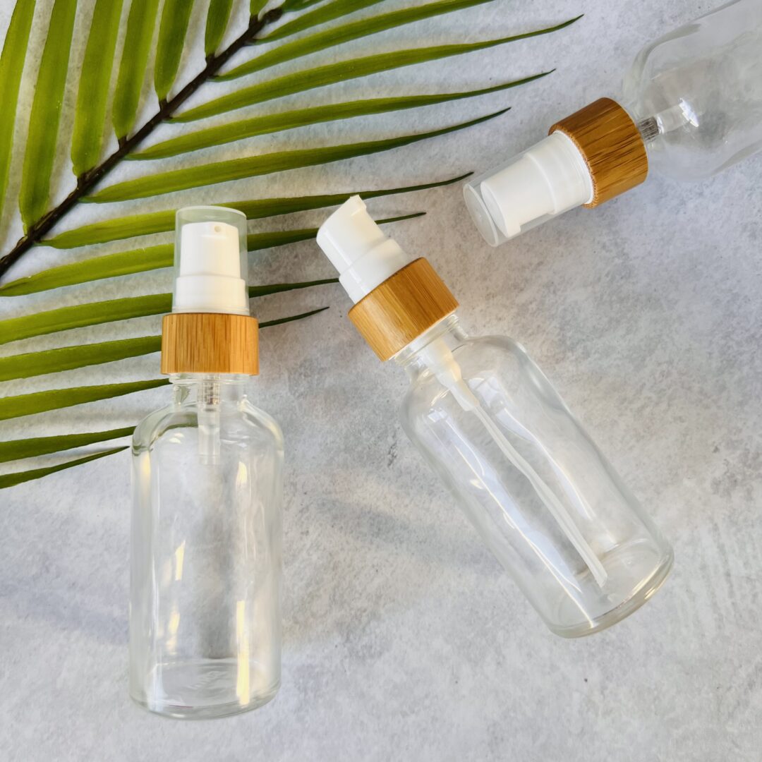 50ml Clear and Bamboo Pump Bottle