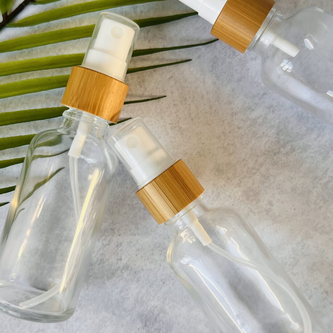 50ml Clear Glass and Bamboo Spray Bottle