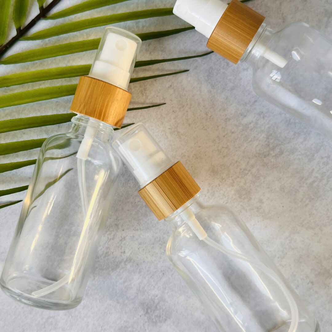 50ml Clear Glass and Bamboo Spray Bottle