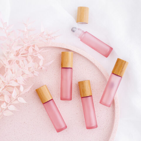 10ml Blush Pink Bamboo Roller Bottles