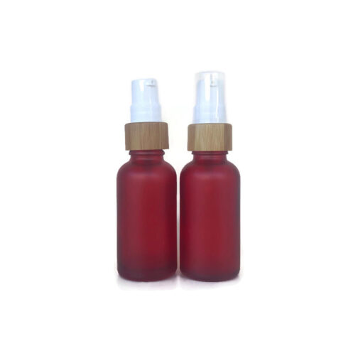 30ml Frosted Red Bamboo Pump Bottle