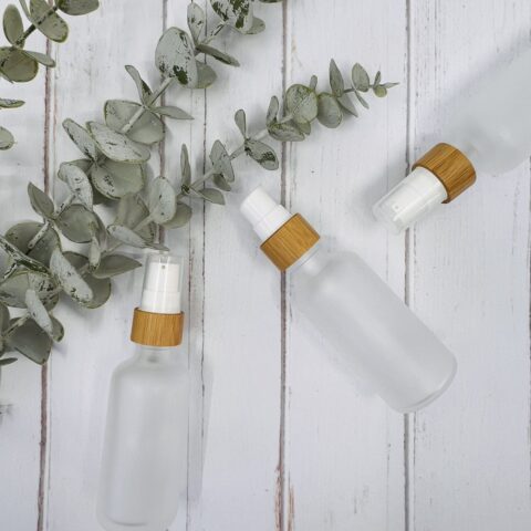 50ml Frosted and Bamboo Pump Bottle