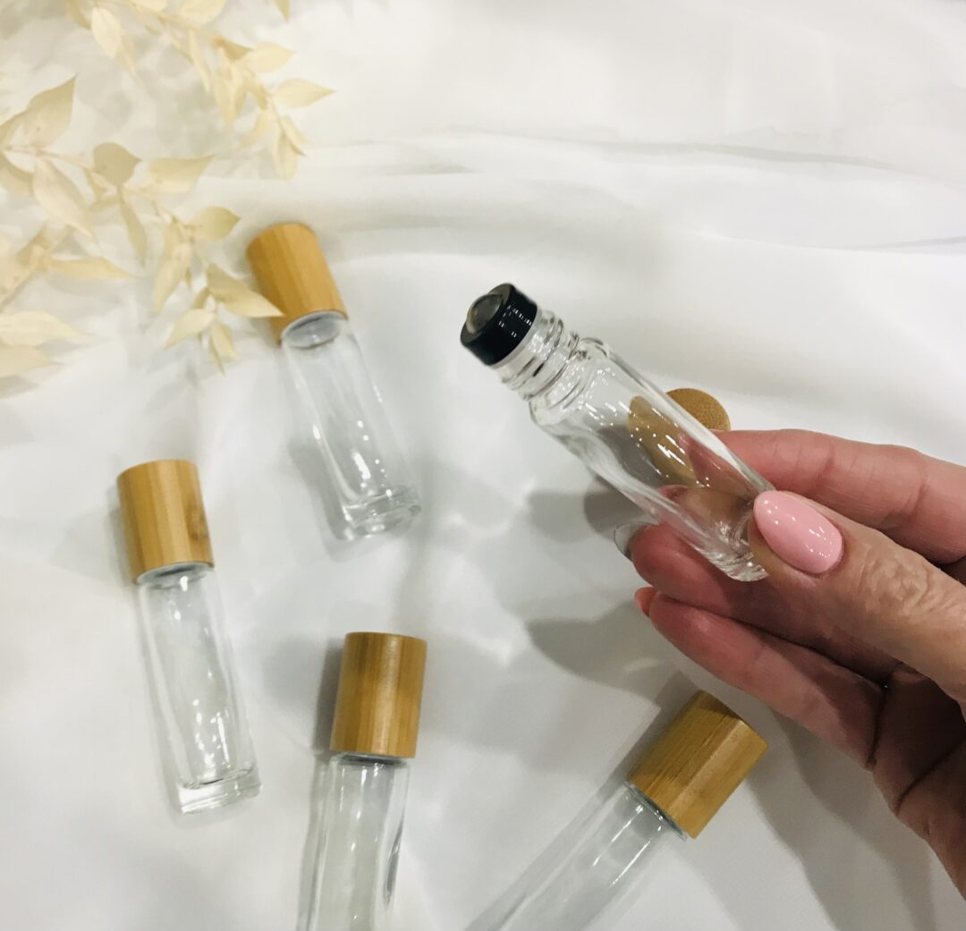 10ml Clear and Bamboo Roller Bottles - 5Pk10ml Clear and Bamboo Roller Bottles