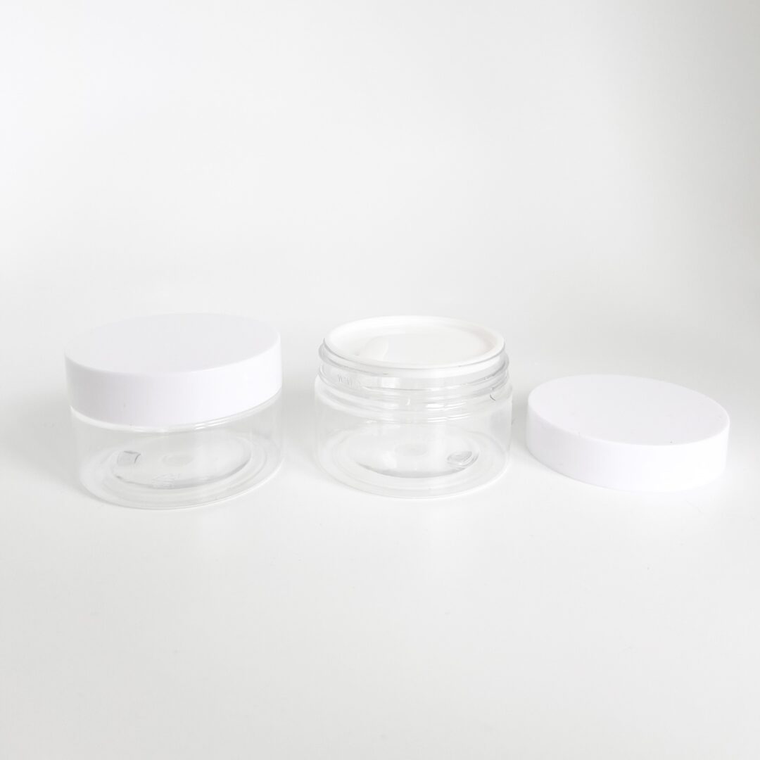 50ml PET Clear Plastic Cream Jar with White Lid