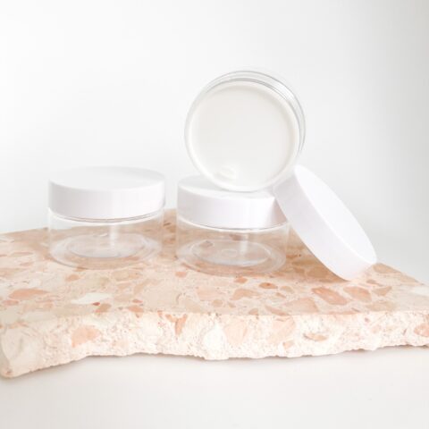 50ml PET Clear Plastic Cream Jar with White Lid